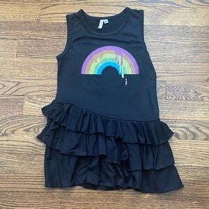 Black Sleeveless Kids Top with Rainbow Design